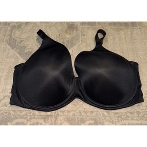 DREAMFIT Plus Size Full Coverage  Microfiber T- Shirt Bra Underwire Black 44DDD